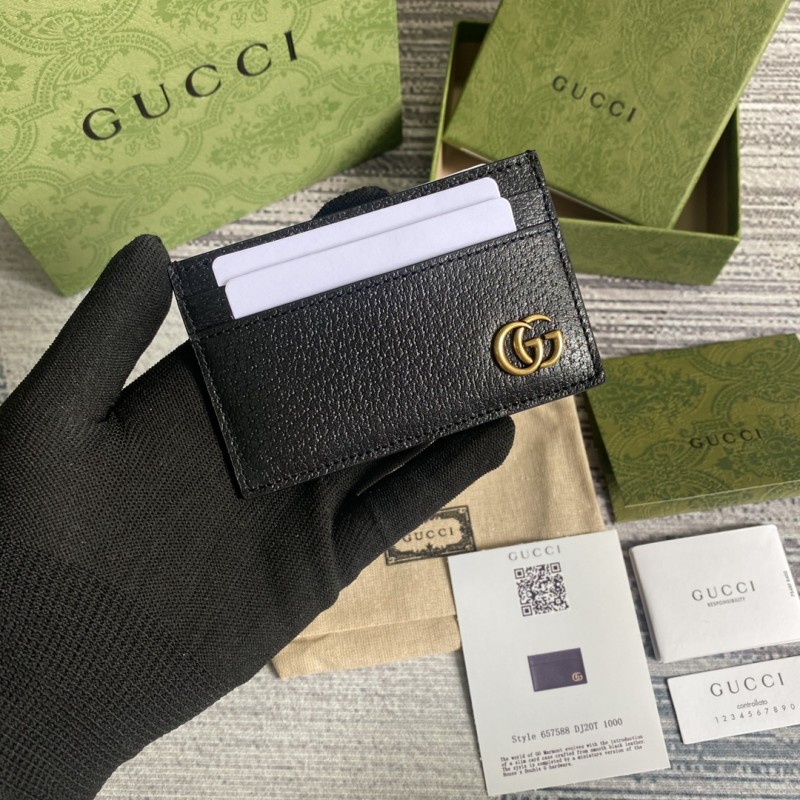 Gucci Best 657588 Replica GG Marmont card case in black leather